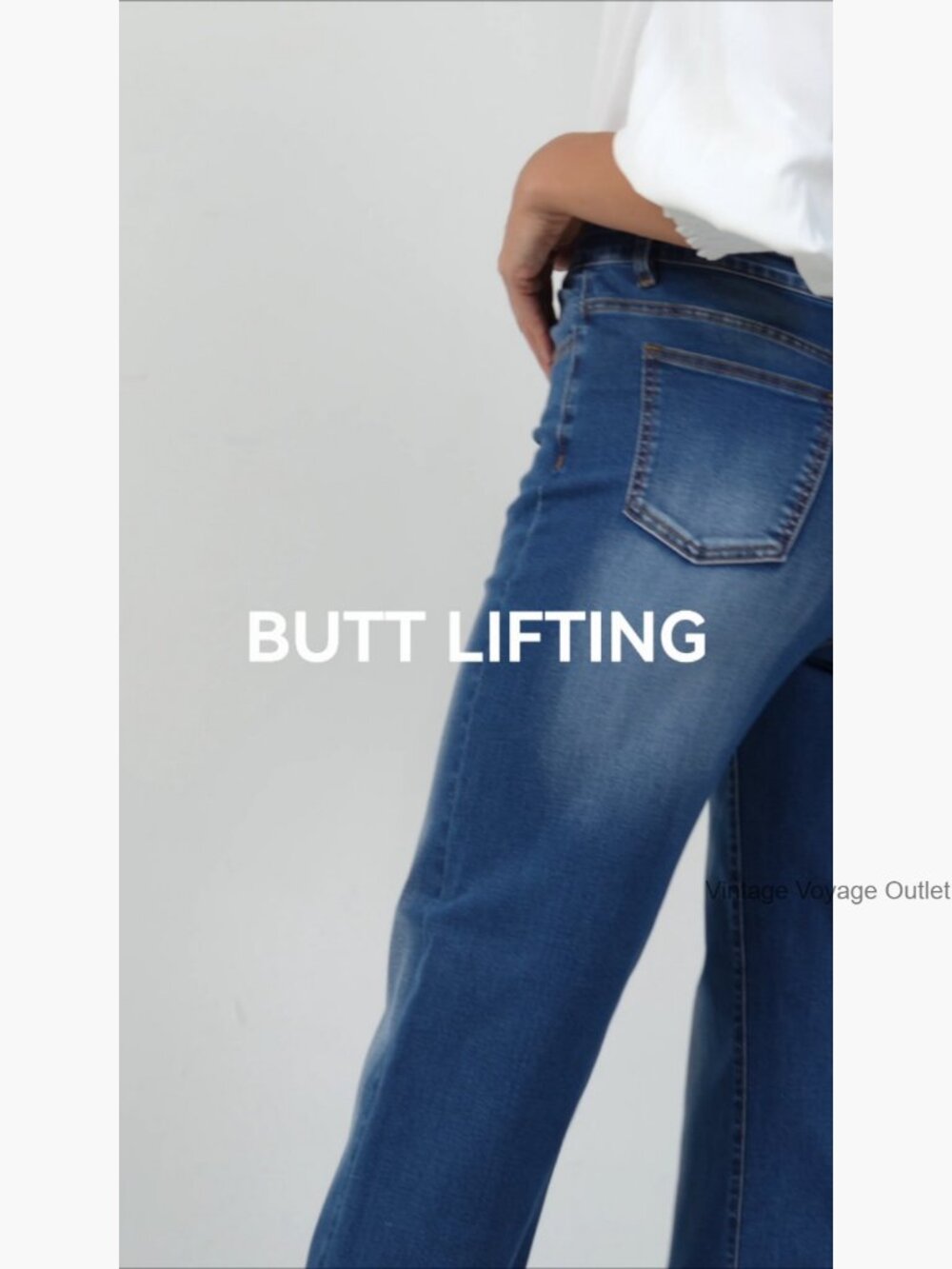 High Waisted Wide Leg Jeans Casual Stretchy Baggy Loose Long Trouser - Picture 6 of 6